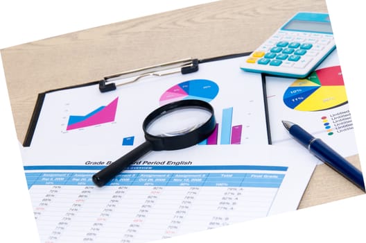 Business documents and keyboard placed on desks.