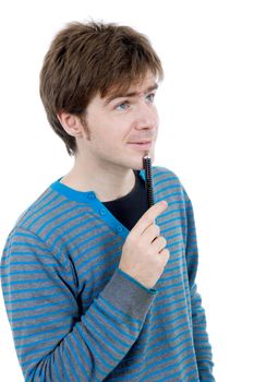 young casual man portrait, isolated on white