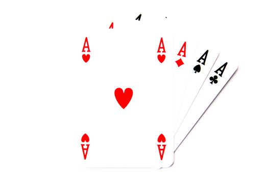 Poker cards on white background