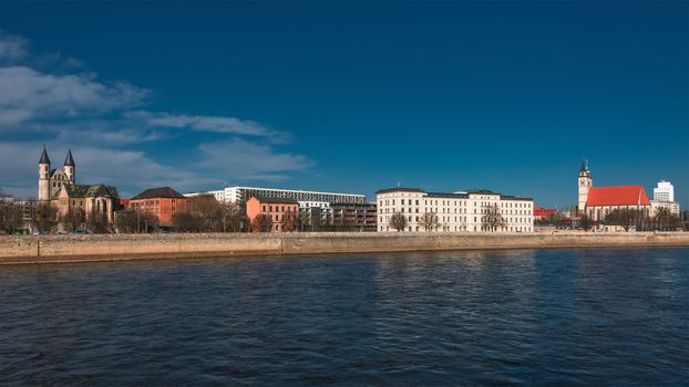 Panorama of an old town, Altstadt, of Magdeburg, Germany, 2014