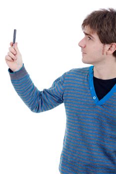 young casual man portrait, isolated on white