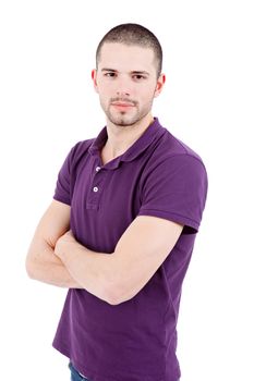 young casual man portrait, isolated on white