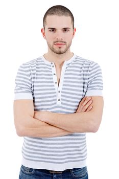 young casual man portrait, isolated on white