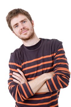 young casual man portrait, isolated on white