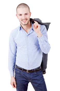 young casual man portrait, isolated on white