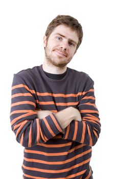 young casual man portrait, isolated on white