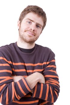 young casual man portrait, isolated on white