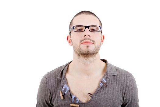 young casual man portrait, isolated on white