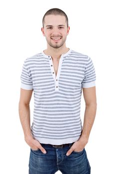 young casual man portrait, isolated on white