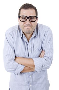 young casual man portrait, isolated on white