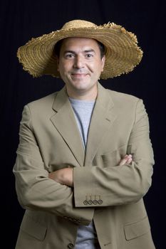 young casual man portrait on a black background