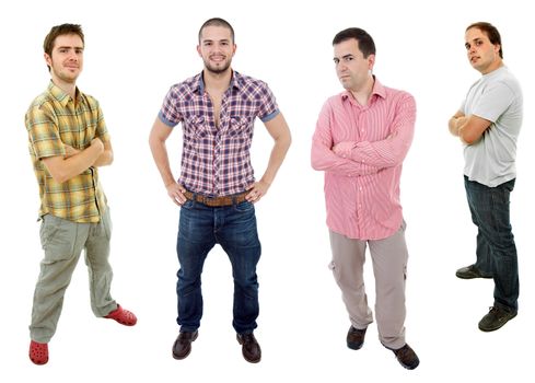 group of young men full body, isolated