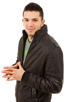 young casual man portrait, isolated on white