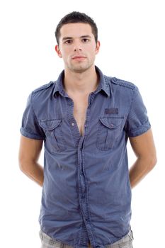 young casual man portrait, isolated on white