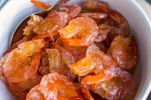 Crushed dried shrimp for Thai food, Southern style of  rice salad