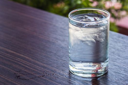 water glass with some ice