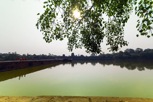 Dawn over Angkor Wat. Siem Reap Province of Cambodia. Largest religious monument in the world.