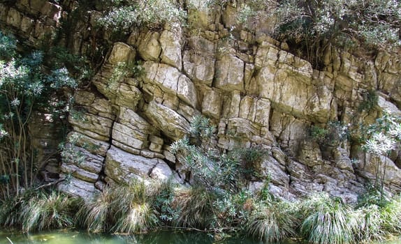 Rocks on a lake in the mountains