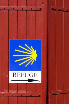 Refuge sign on the camino de Santiago in France