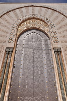 Gates of the The Hassan II Mosque, located in Casablanca is the largest mosque in Morocco and the third largest mosque in the world