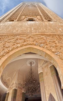 The Hassan II Mosque, located in Casablanca is the largest mosque in Morocco and the third largest mosque in the world