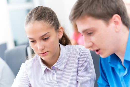 portrait of students in the classroom, teaching at the University of