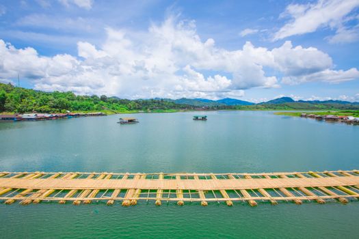 Wooden bridge sangkla at Kanchanaburi in Thailand.