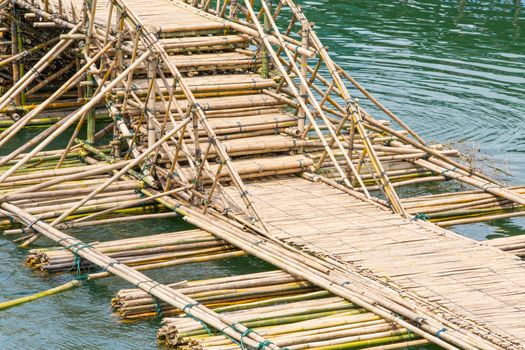 Wooden bridge sangkla at Kanchanaburi in Thailand.