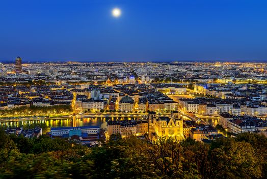 View of Lyon city from Fourviere, France