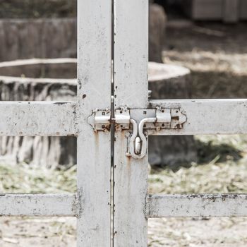 Steel door with the door lock.