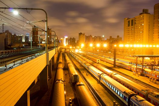 Train stations night