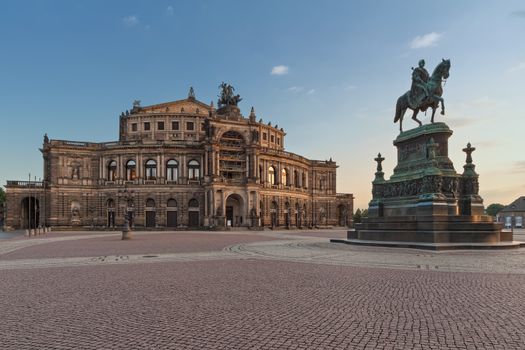 Semperoper (Saxon State Opera) and monument to King John of Saxony, Dresden, Germany