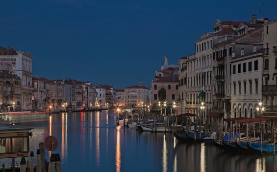 Evening image of the Canale Grande which is the main waterway in Venice,Italy.