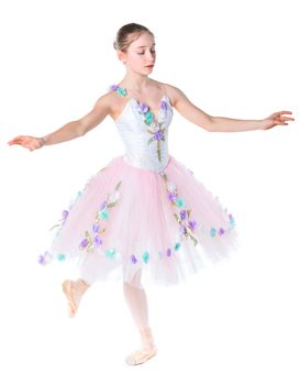 Beautiful young ballerina on a white background