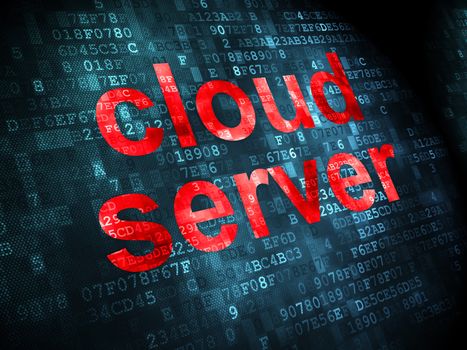 Cloud networking concept: pixelated words Cloud Server on digital background, 3d render