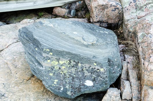 Beautiful stone down the shore among the rocks