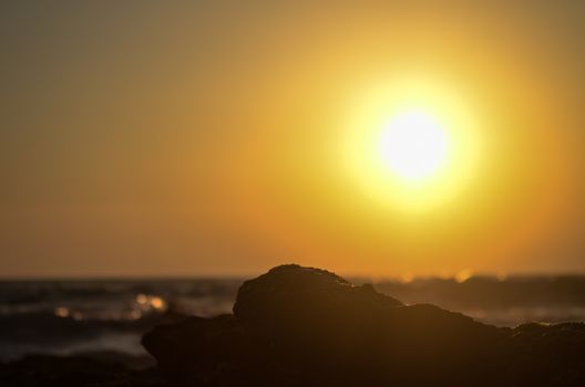 Beach, water under sunset scene in portugal