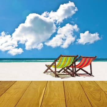 Beach chairs with summer time