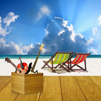 Play music at the beach concept