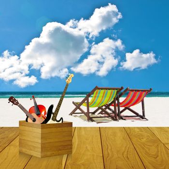 Play music at the beach concept