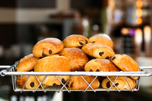 Selection of freshly baked pastry served for breakfast.