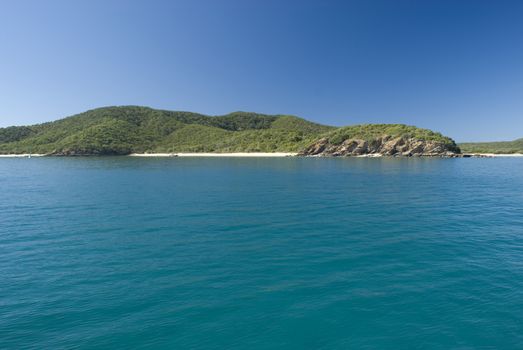 Great Keppel Island, Queensland , Australia is a beautiful tropical island with numerous beaches and resorts lying off the Capricorn Coast , view from the sea