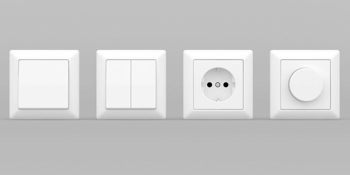 switches and sockets on a gray background