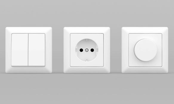 switches and sockets on a gray background