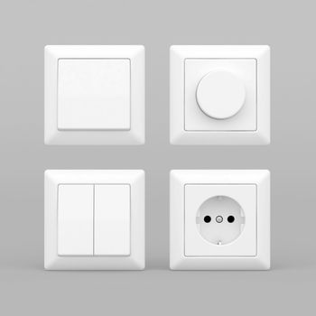 switches and sockets on a gray background