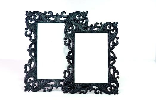 gothic style picture frame on white scene,shallow focus