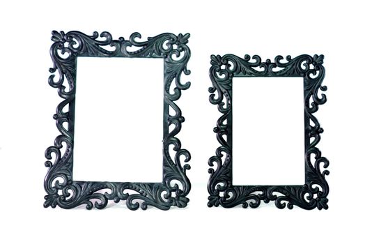 gothic style picture frame on white scene,shallow focus