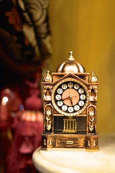 classic style deck clock on marble deck,shallow focus