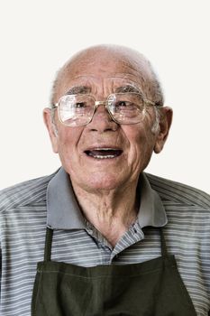 Portrait of a senior man against white background