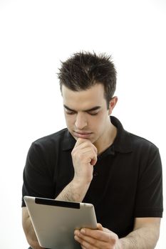 Portrait of a happy young man with tablet pc